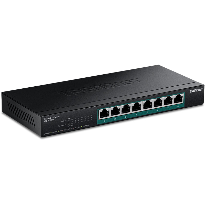 Trendnet TPE-BG380 netværksswitch Ikke administreret 2.5G Ethernet (100/1000/2500) Strøm over Ethernet (PoE) Sort