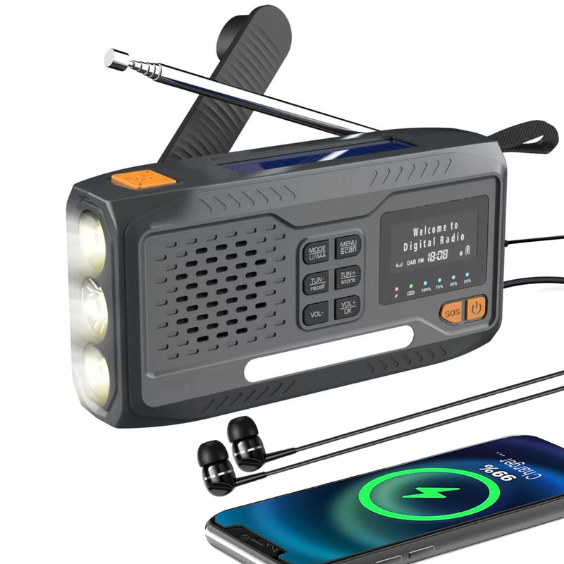 Extralink RADIO AWARYJNE BLUETOOTH SOLARNE Z KORBKA DYNAMO POWERBANK 4000MAH Z LATARKA SOS BT-4000 Bærbar Analog & digital Sort, Orange