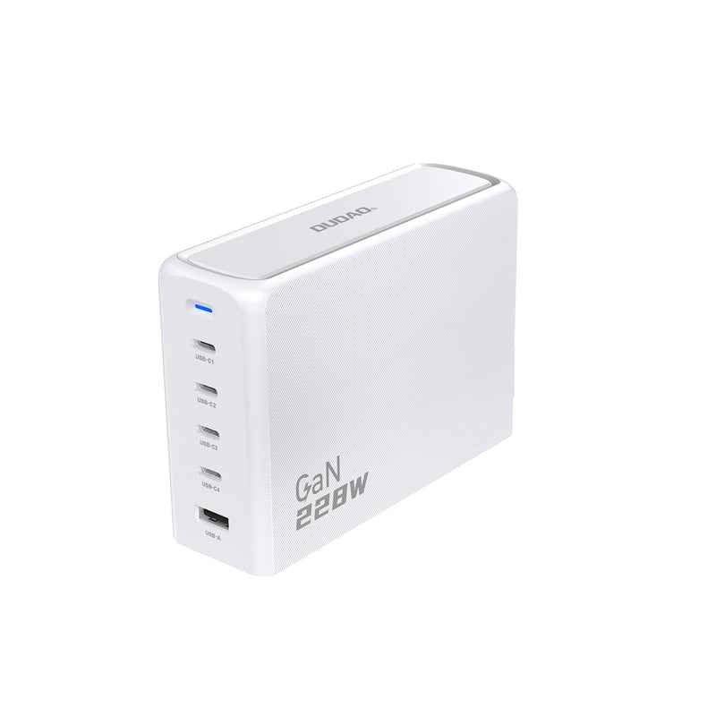 DUDAO A228EU 228Watt GaN 4xUSB-C+ 1xUSB-A Universel Hvid Vekselstrøm Hurtig opladning Indendørs