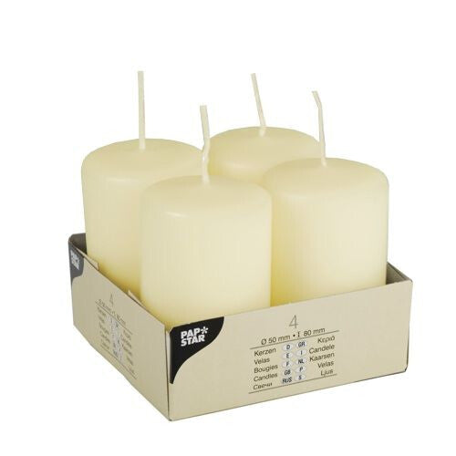 Papstar 15361 vokslys Cylinder Elfenben 4 stk