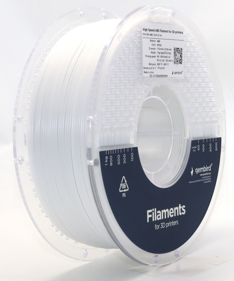 Gembird 3DP-ABS1.75HY-01-W 3D print materiale ABS Hvid 1 kg