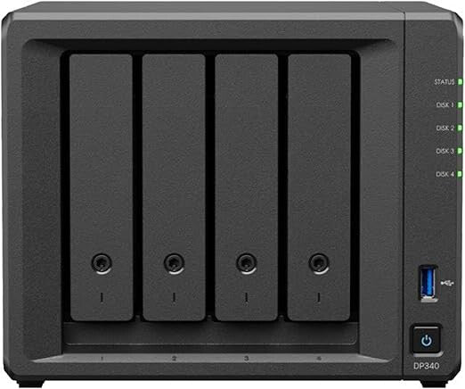 Synology DP340 NAS & lagringsserver Desktop R1600 16 GB 32 TB HDD Sort