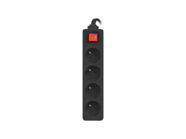 Lanberg PS1-04E-0150-BK stikdåse 1,5 m 4 AC stikkontakt(er) Indendørs Sort