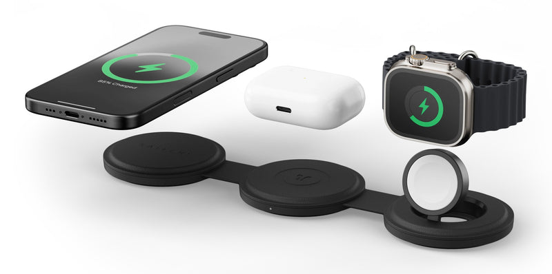 Satechi OntheGo 3-in-1 Headset, Smartphone, SmartWatch Sort USB Trådløs opladning Hurtig opladning Indendørs