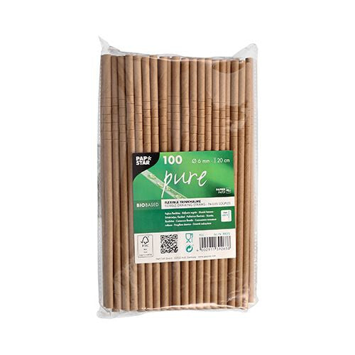 Papstar Pure engangssugerør 500 stk Brun