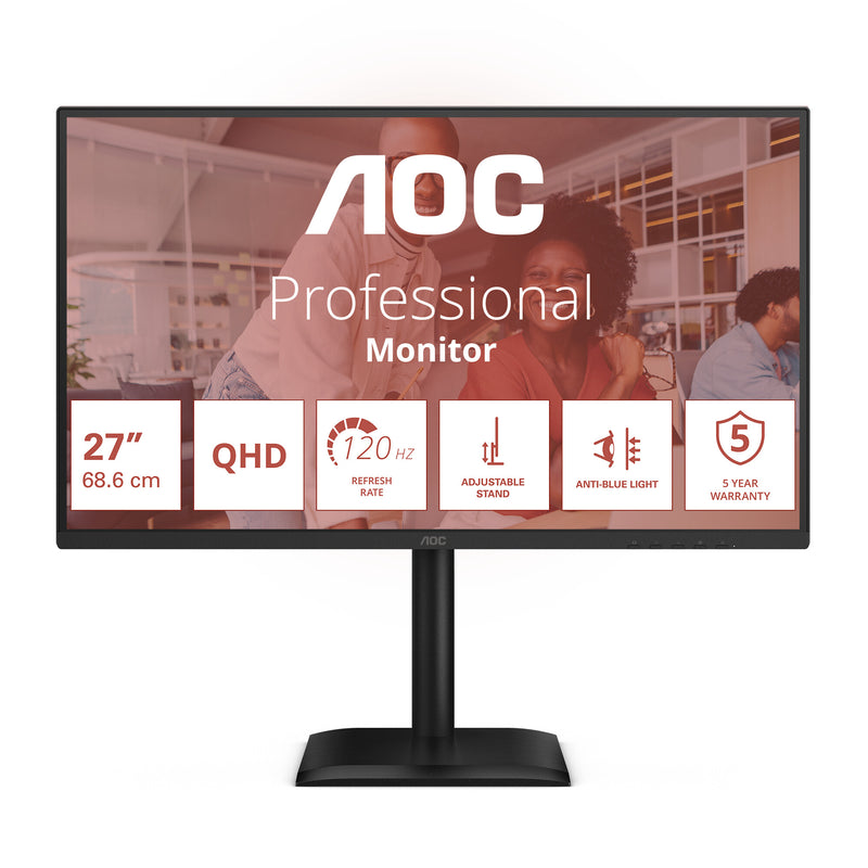 AOC E4 Q27E4U computerskærm 68,6 cm (27") 2560 x 1440 pixel Quad HD LED Sort