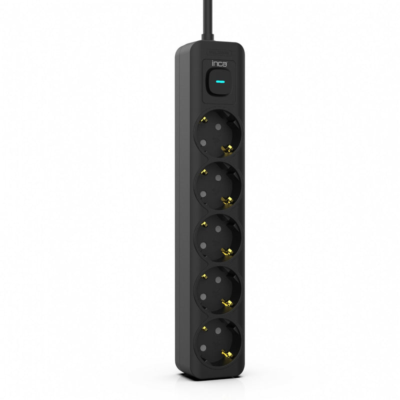 Inca IPW-44SY overspændingsbeskytter Sort 5 AC stikkontakt(er) 230 V 1,5 m