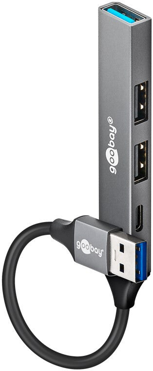 Goobay 74458 interface hub USB 3.2 Gen 1 (3.1 Gen 1) Type-A 5000 Mbit/s Lys grå
