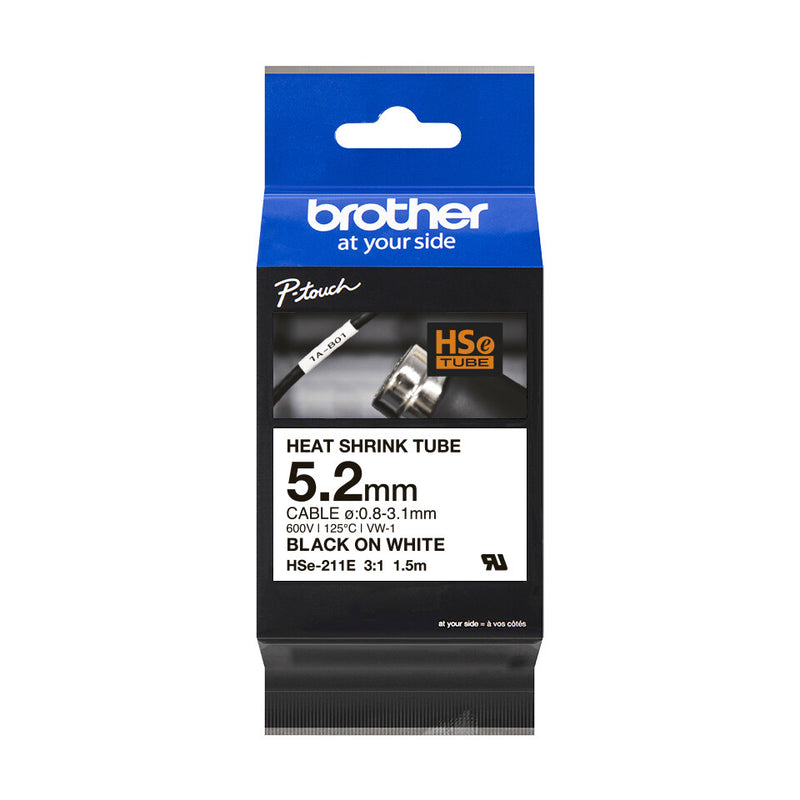 Brother HSE-211E etiketbånd Sort på hvid