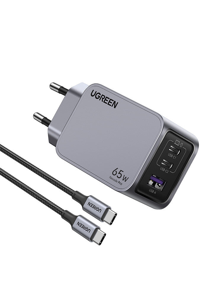 Ugreen 25871 oplader til mobil enhed Universel Grå Vekselstrøm Hurtig opladning Indendørs