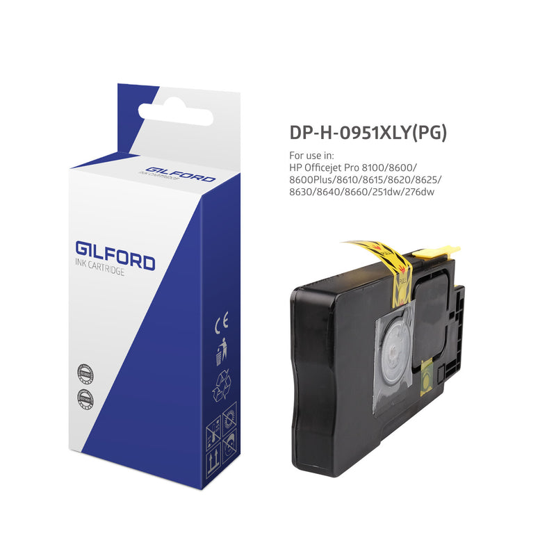 Gilford DP-H-0951XLY(PG) blækpatron 1 stk Kompatibel Højt (XL) udbytte Gul