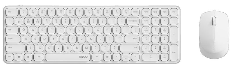 Rapoo 9310M tastatur Mus inkluderet Kontor RF trådløs + Bluetooth Hvid