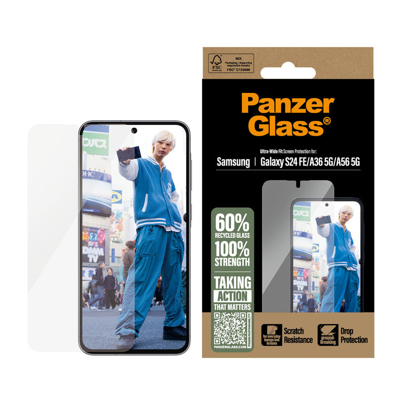 PanzerGlass ® Skærmbeskyttelse Samsung Galaxy S24 FE | A36 5G | A56 5G | Ultra-Wide Fit
