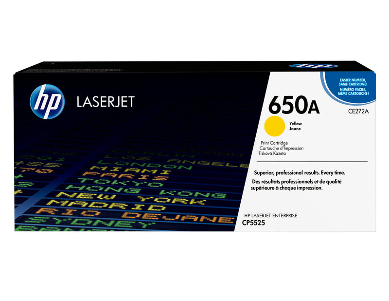 HP Original 650A LaserJet-tonerpatron, gul