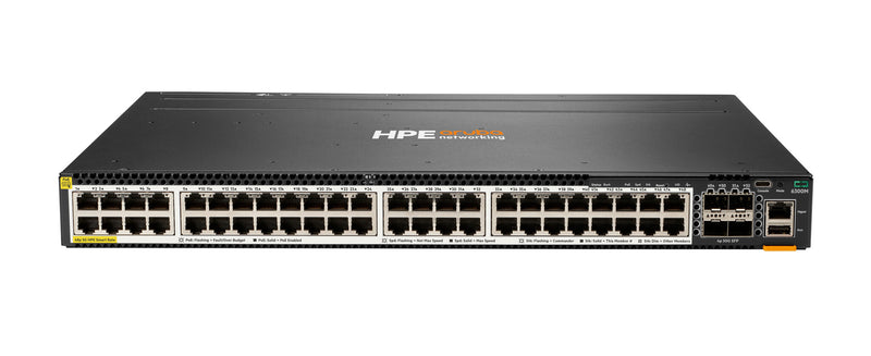HPE Aruba Networking CX 6300M 48-port Smart Rate 1/2.5/5GbE Class 6 PoE and 4-port SFP56 Switch Administreret L3 Strøm over Ethernet (PoE) 1U Grå