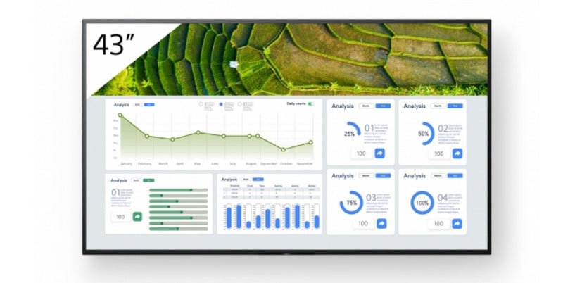 Sony FW-43BZ30L skilte display Digital fladpaneldisplay 109,2 cm (43") LCD Wi-Fi 440 cd/m² 4K Ultra HD Sort Android 24/7
