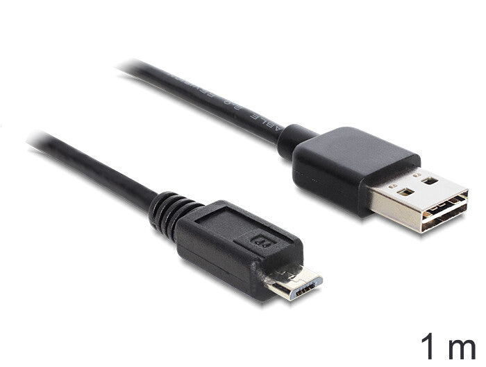 DeLOCK EASY-USB 2.0-A - USB 2.0 micro-B, 1m USB-kabel USB A Micro-USB B 0,48 Gbit/sek. Sort