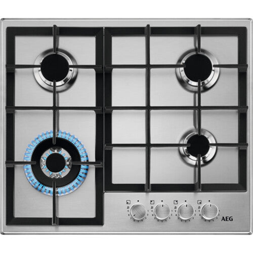 AEG HGB64420SM Sort, Rustfrit stål Indbygget 56 cm Gaskomfur 4 zone(s)