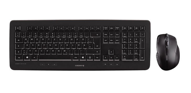 CHERRY DW 5100 tastatur Mus inkluderet Universel RF trådløst QWERTZ Tysk Sort