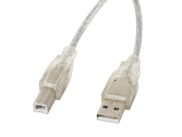 Lanberg CA-USBA-12CC-0050-TR USB-kabel USB 2.0 5 m USB B 0,48 Gbit/sek. Transparent