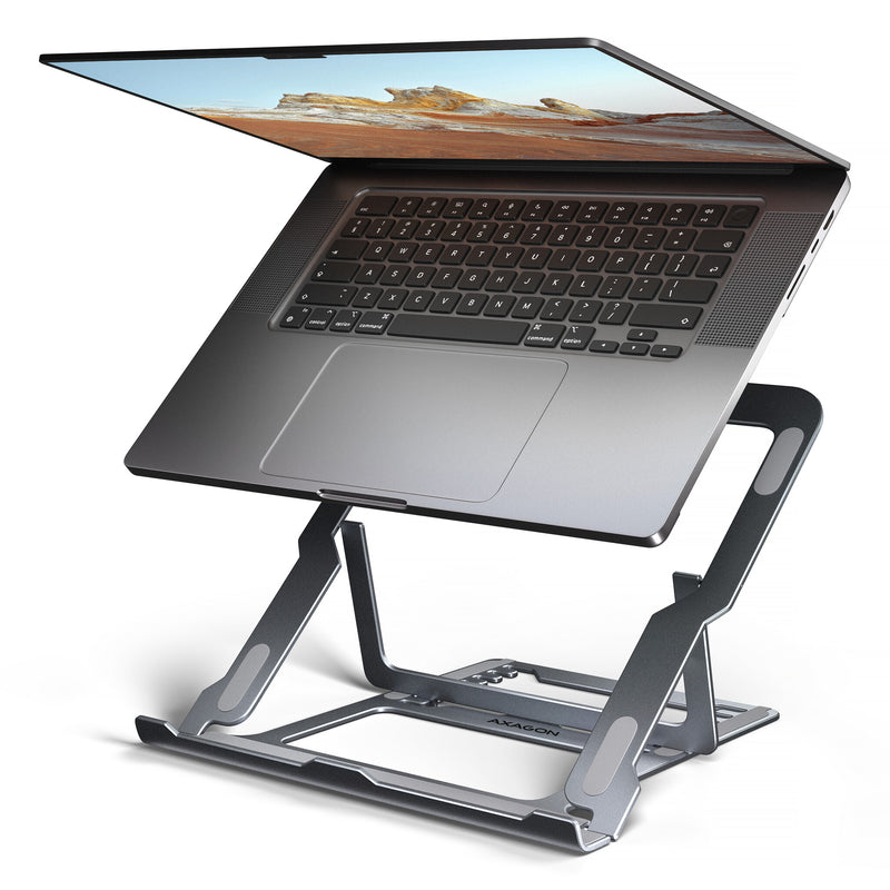 Axagon STND-LAG Laptop-Ständer, höhenverstellbar, faltbar, Aluminium Stander til laptop og tablet Grå 43,9 cm (17.3")