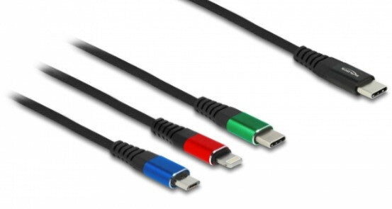 DeLOCK 86820 USB-kabel USB 2.0 0,3 m USB C USB C/Micro-USB B/Lightning Sort, Blå, Grøn, Rød