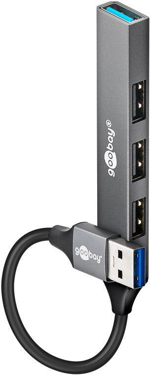 Goobay 74456 interface hub USB 3.2 Gen 1 (3.1 Gen 1) Type-A 5000 Mbit/s Lys grå