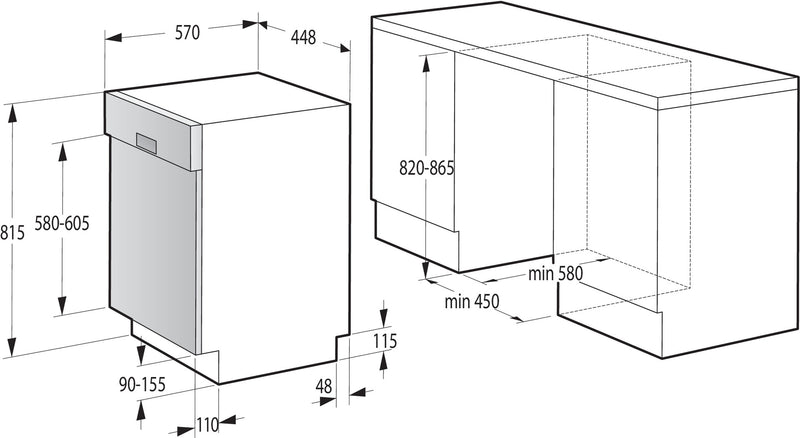 Gorenje GI 561 D 10 S EB Delvist indbygget 11 kuverter