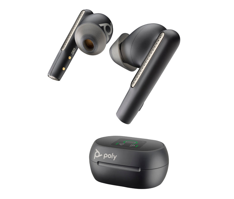 HP Poly Voyager Free 60+ UC M Carbon Black Earbuds +BT700 USB-C Adapter +Touchscreen Charge Case