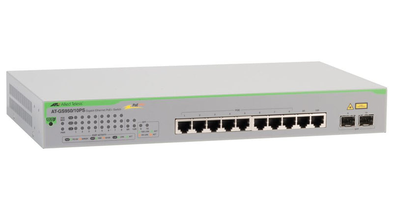 Allied Telesis AT-GS950/10PS V2-50 netværksswitch Ikke administreret Gigabit Ethernet (10/100/1000) Strøm over Ethernet (PoE) Grå