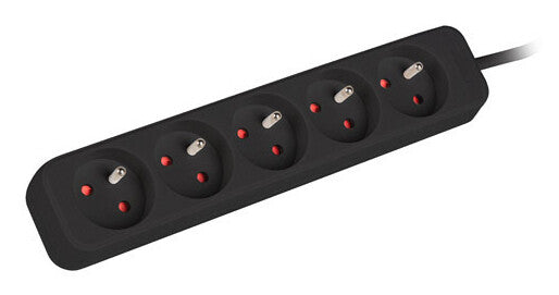 Lanberg PS0-05E-0100-IEC-BK stikdåse 1 m 5 AC stikkontakt(er) Indendørs Sort