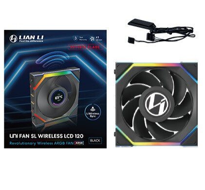 Lian Li UNI FAN SL Wireless LCD 120 Reverse Blade Computerkabinet Ventilator 12 cm Sort 1 stk
