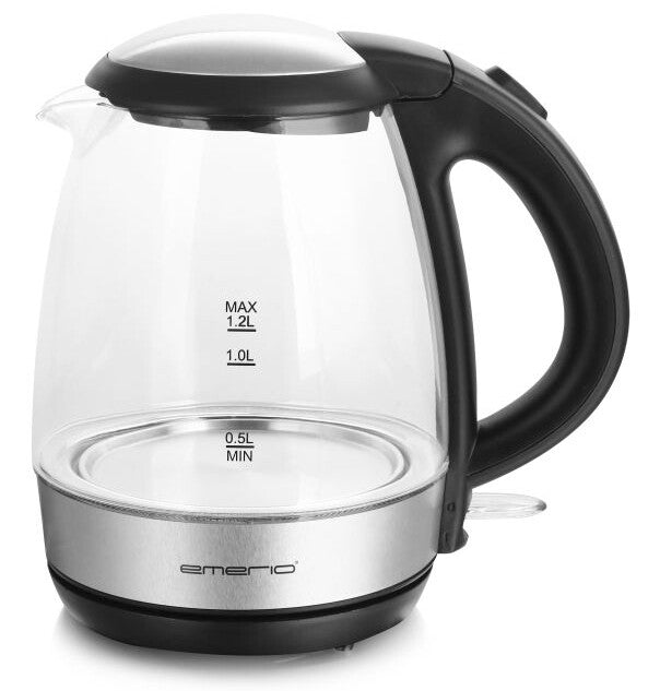 Emerio WK-125145 elkedel 1,2 L 2200 W Sort, Sølv, Transparent