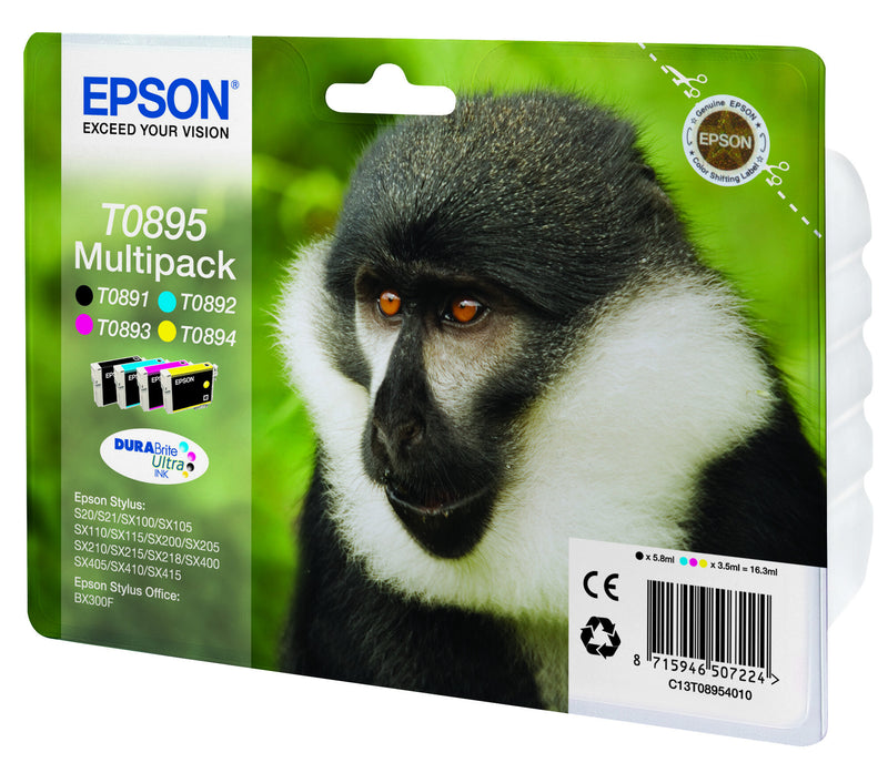 Epson Monkey T0895 abe DURABrite Ultra multipakke 4-farve blæk