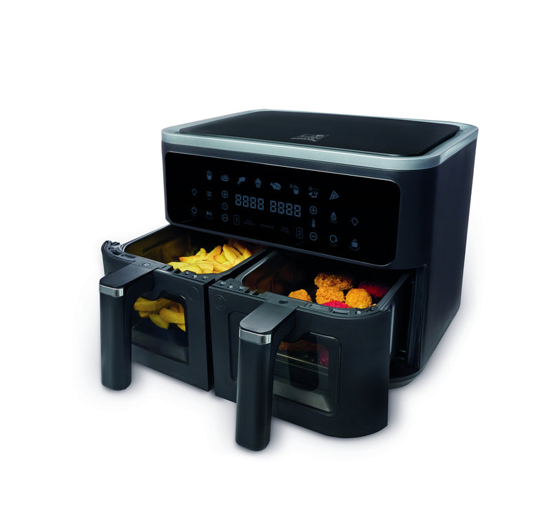 Fritel SnackTastic 8480 DUO Dobbelt 9 L Enkeltstående 2400 W Varmluftsteger Sort