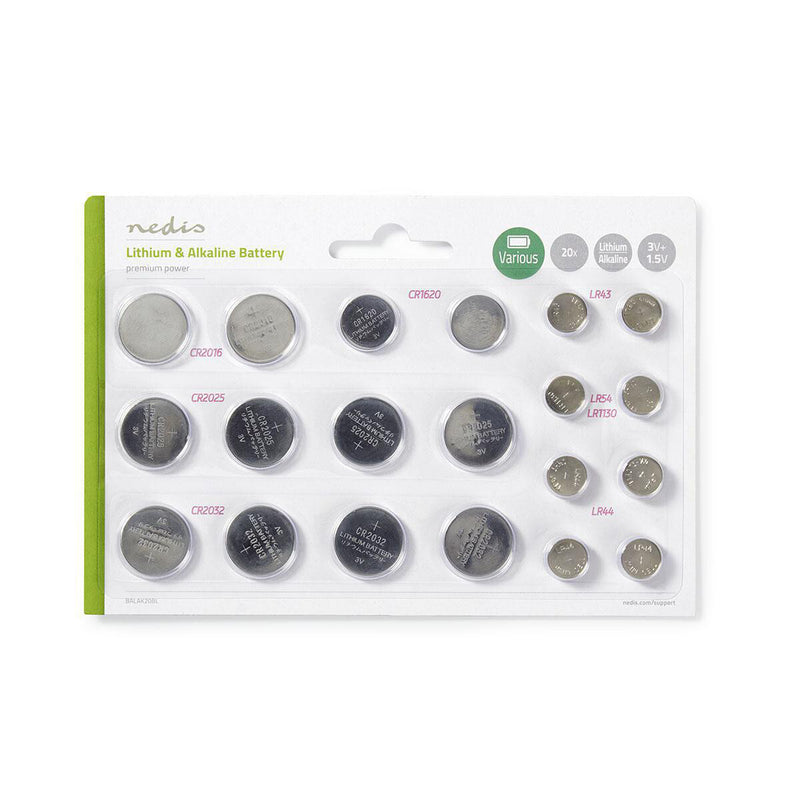 Nedis BALAK20BL husholdningsbatteri Engangsbatteri CR1620, CR2016, CR2025, CR2032, LR43, LR44, LR54 Lithium/alkalisk