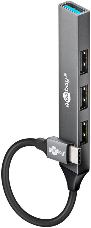 Goobay 74457 interface hub USB 3.2 Gen 1 (3.1 Gen 1) Type-C 5000 Mbit/s Lys grå