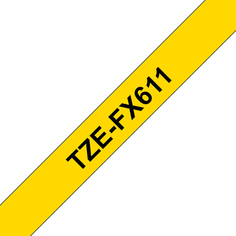 Brother TZE-FX611 etiketbånd Sort på gul