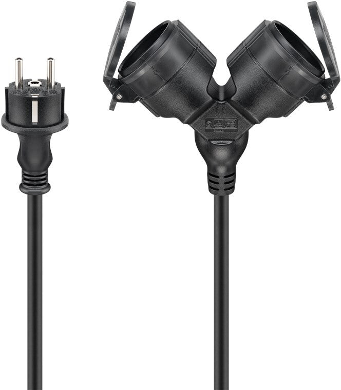 Goobay 65435 stikdåse 10 m 2 AC stikkontakt(er) Udendørs Sort