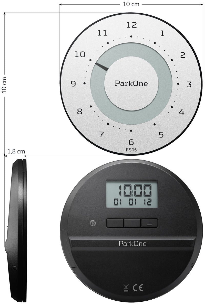 Needit ParkOne parkeringsskive Sort, Hvid, Metallic Elektronisk