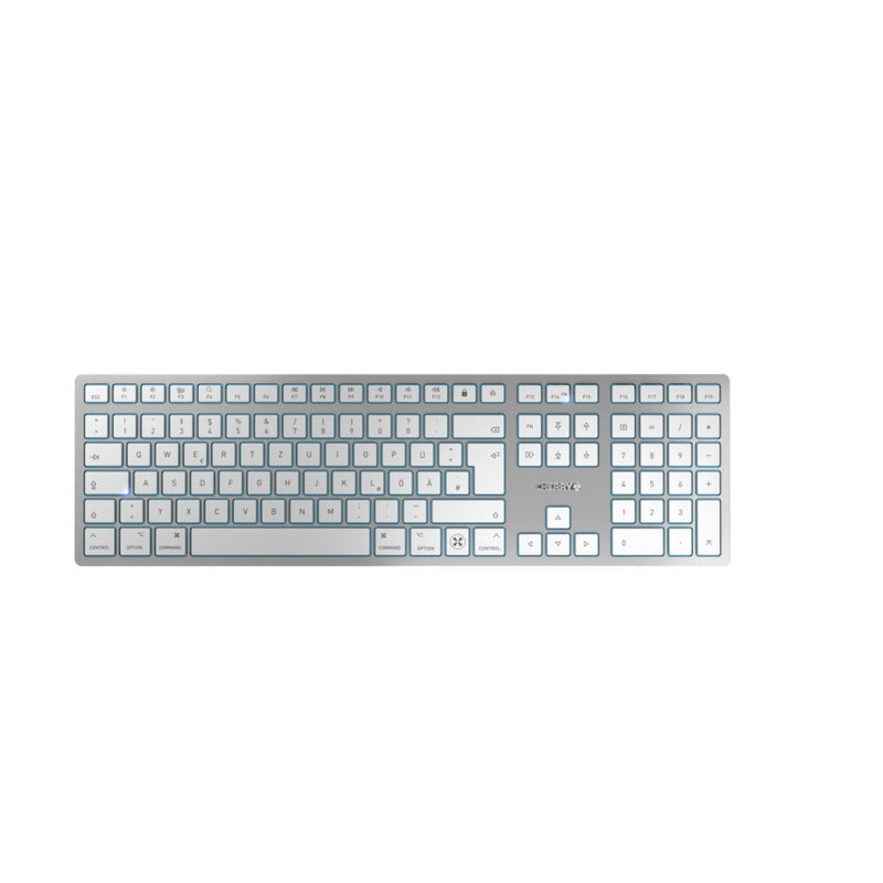 CHERRY KW 9100 SLIM FOR MAC tastatur Universel USB + Bluetooth QWERTZ Tysk Sølv