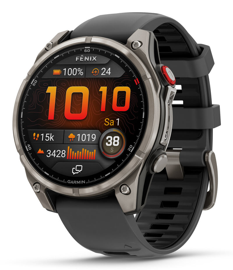 Garmin fēnix 8 Pro 3,56 cm (1.4") AMOLED 47 mm Digital 454 x 454 pixel Berøringsskærm Grafit, Titanium Wi-Fi GPS (satellit)