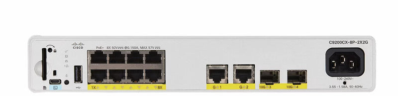 Cisco Catalyst C9200CX-8P-2X2G-E netværksswitch Administreret L2/L3 Gigabit Ethernet (10/100/1000) Strøm over Ethernet (PoE) Grå