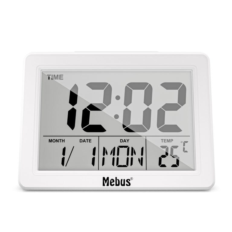 Mebus 25738 vækkeur Quartz alarmur Hvid