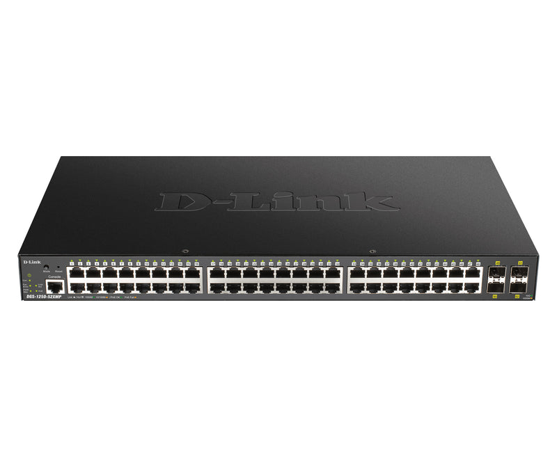 D-Link DGS-1250-52XMP Administreret L3 Strøm over Ethernet (PoE) Sort