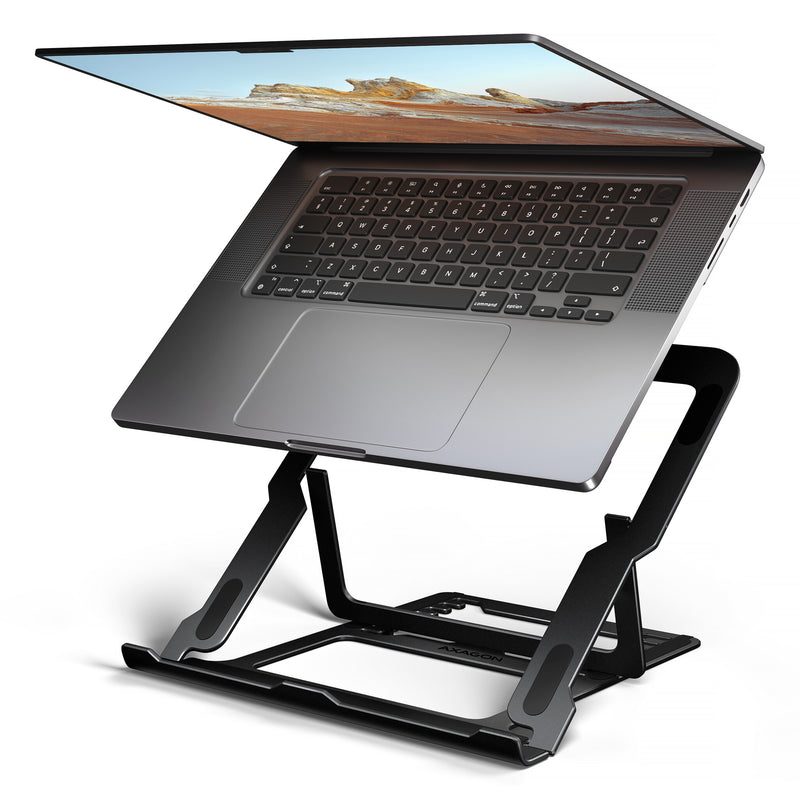 Axagon STND-LAB Laptop-Ständer, höhenverstellbar, faltbar, Aluminium Stander til laptop og tablet Sort 43,9 cm (17.3")