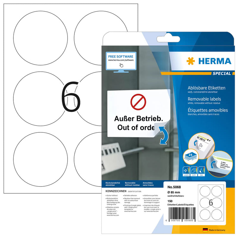 HERMA 5068 print etiket Hvid Selvklæbende printeretiket