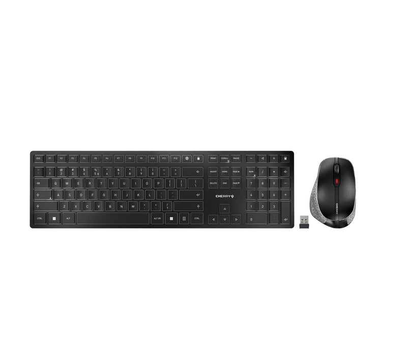 CHERRY DW 9500 SLIM tastatur Mus inkluderet Universel RF trådløs + Bluetooth AZERTY Belgisk Sort, Grå
