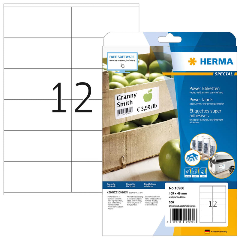 HERMA 10908 print etiket Hvid Selvklæbende printeretiket