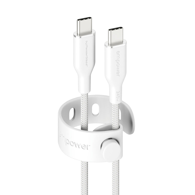 PanzerGlass empower™ by ® Racing 240W USB-C to USB-C Kabel | USB 2.0 | 1.2M | Silver White
